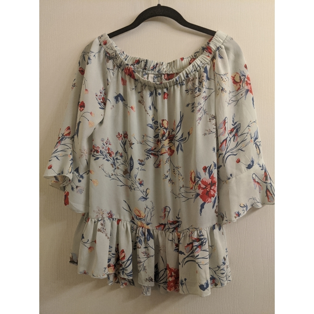 RNB Floral Long Sleeve Off The Shoulder Boho Sheer